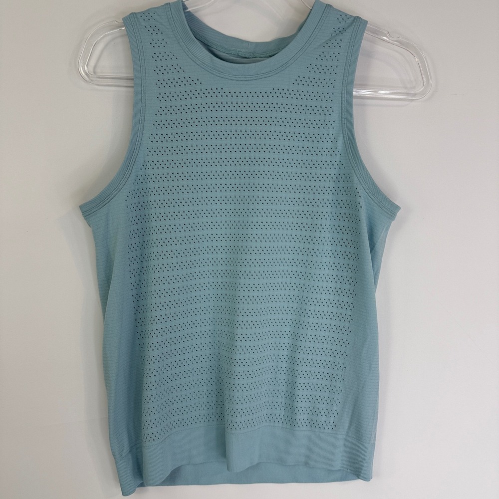 Lululemon Breeze By Muscle Tank II Squad Women 6 Sea Frost W1AV3S Mesh Active
